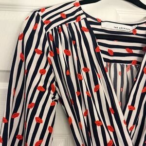 The Archives Lip Print Wrap Dress Size S